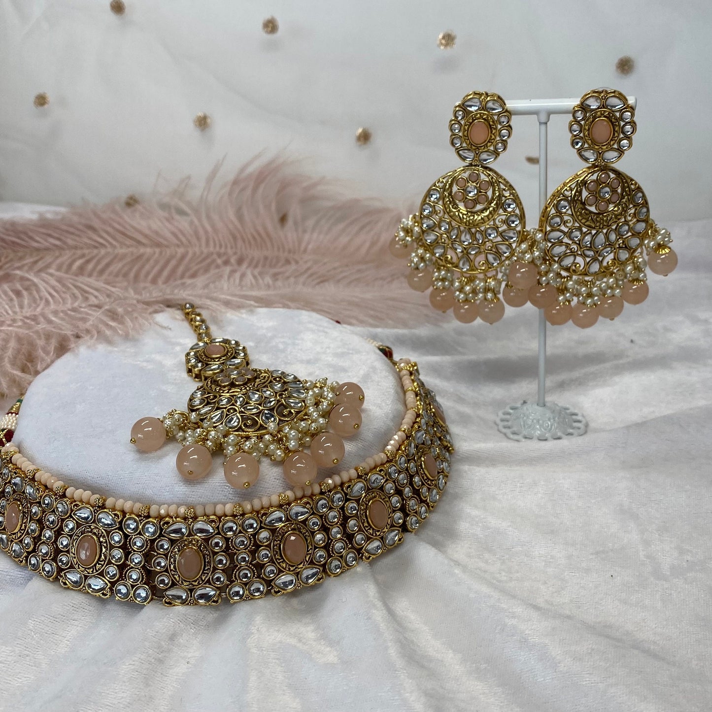 Faux Kundan Choker Set Earring/ Tikka/ Tikli/ Indian/ Pakistani/Fashion Jewellery/ Gift for Women/betterphoto