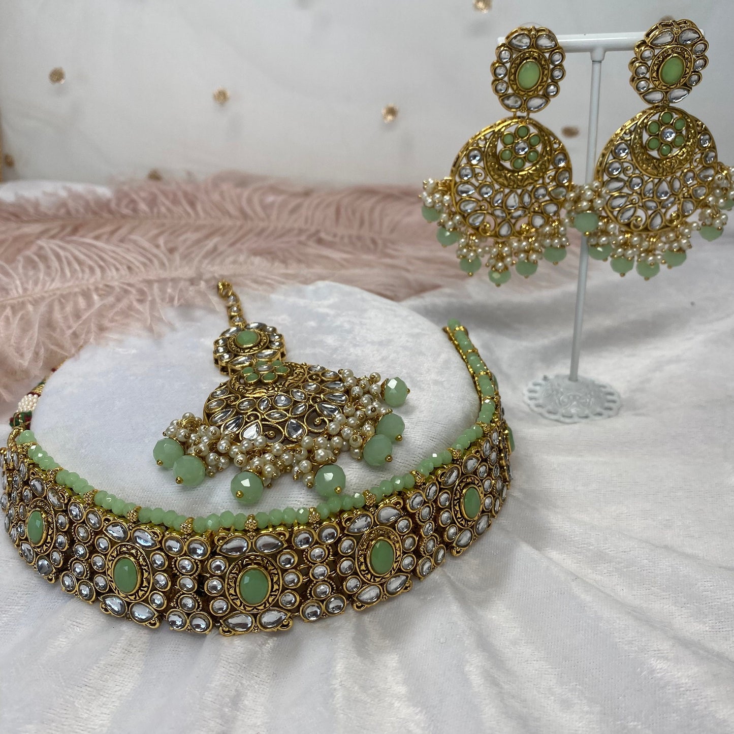 Faux Kundan Choker Set Earring/ Tikka/ Tikli/ Indian/ Pakistani/Fashion Jewellery/ Gift for Women/betterphoto