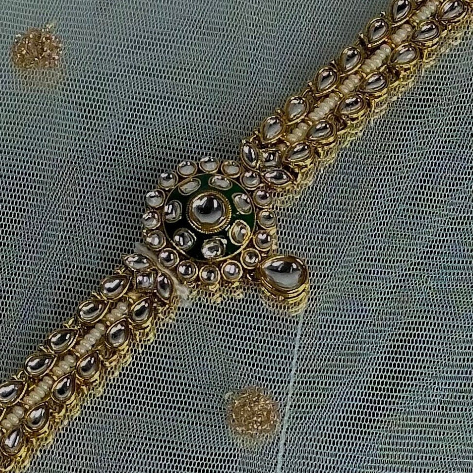 Green Kundan Headband /Indian/Pakistani/Fashion Jewellery/ Bridal Forehead Jewellery Headpiece/Bollywood /phoolpatti