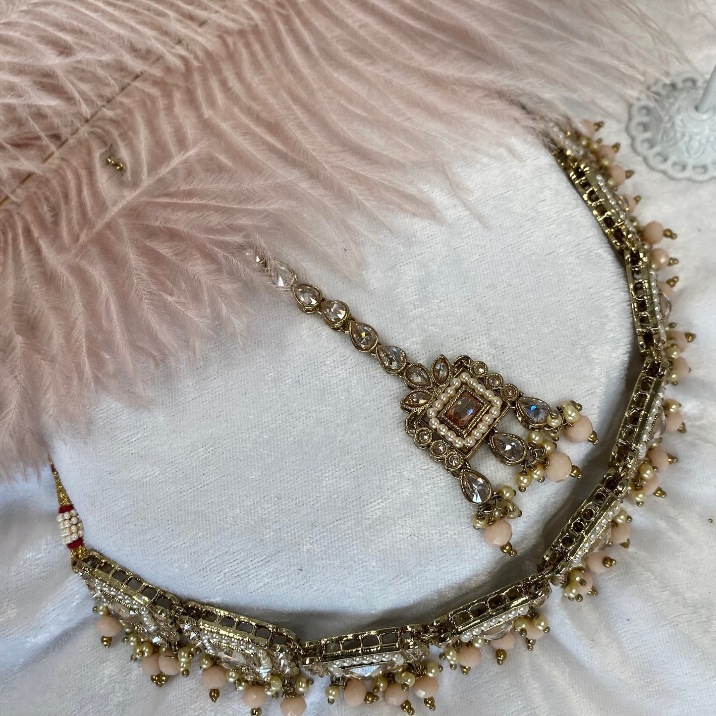 Peach and Champagne Choker Set