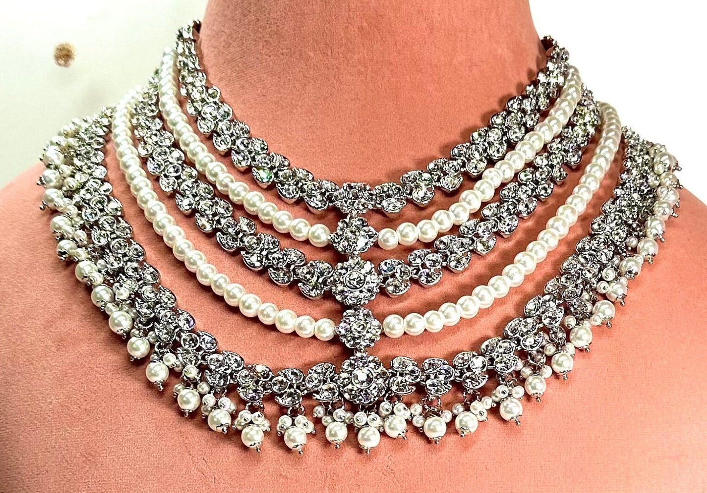 Silver Short Mala/ Haar/ Long Necklace/ Unique Style/ Indian/ Pakistani/Fashion Jewellery/ Gift for Women