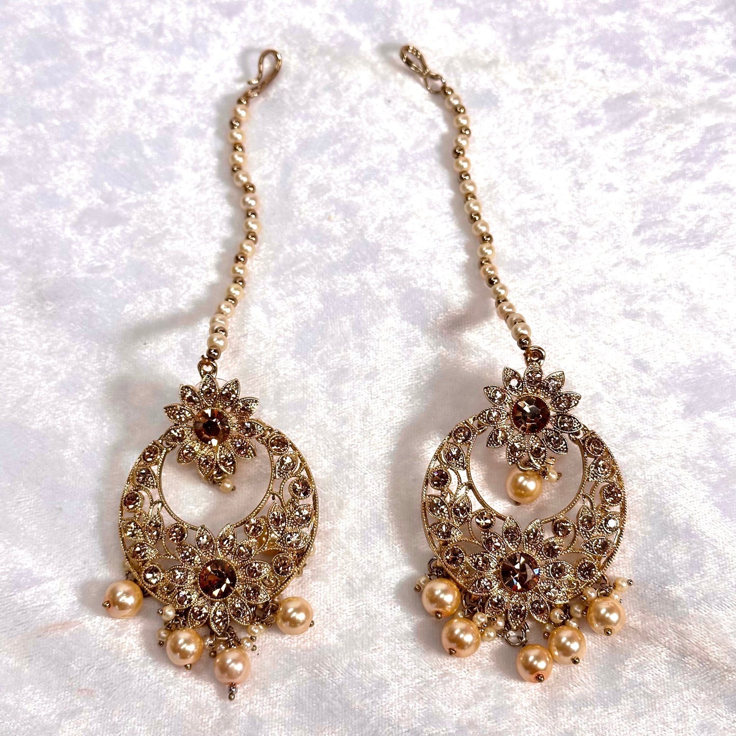 Golden Necklace set Earring/ Tikka/ Tikli/ Indian/ Pakistani/Fashion Jewellery/ Gift for Women