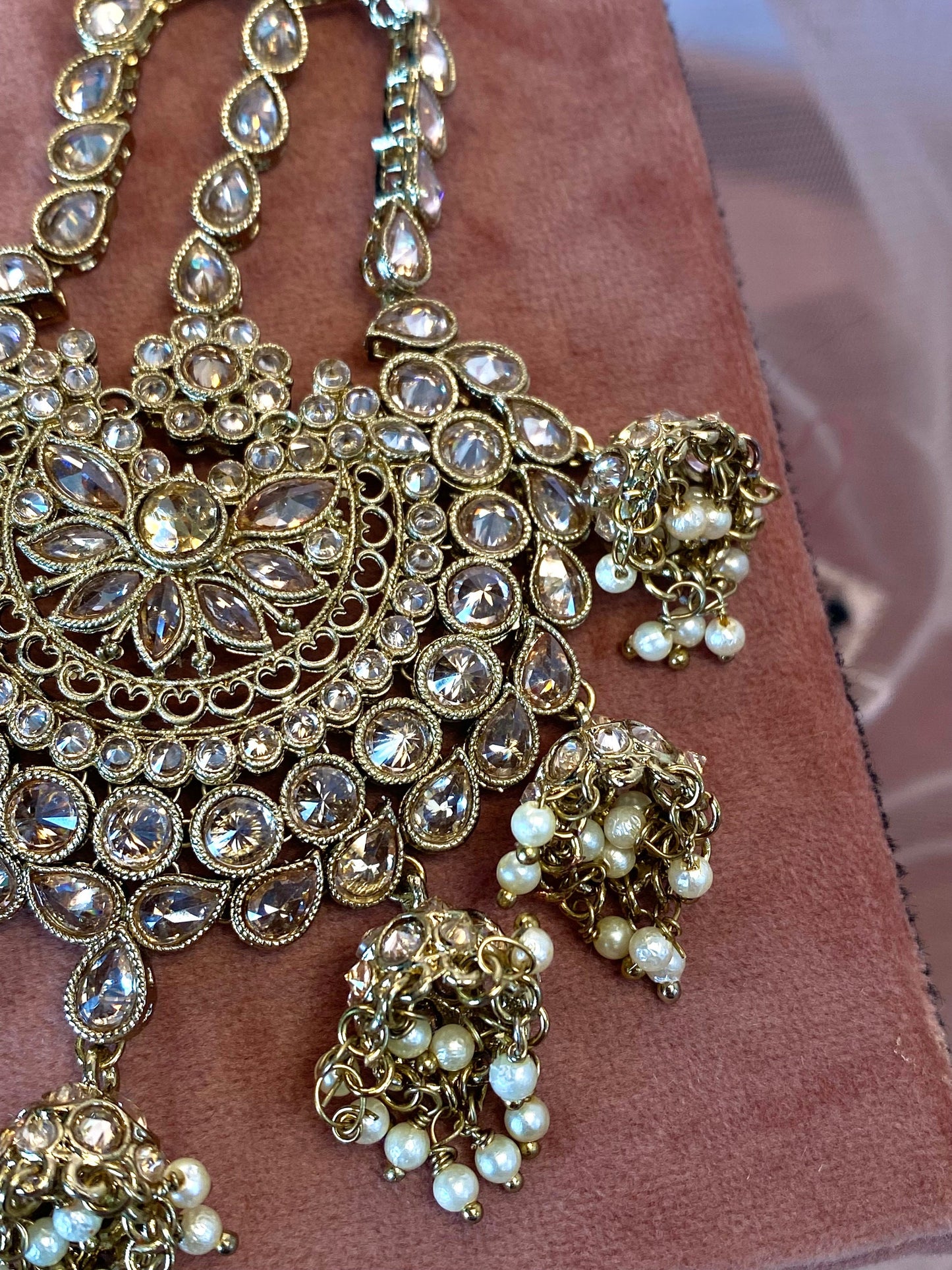 Champagne Jhumar with Jhumka Detail