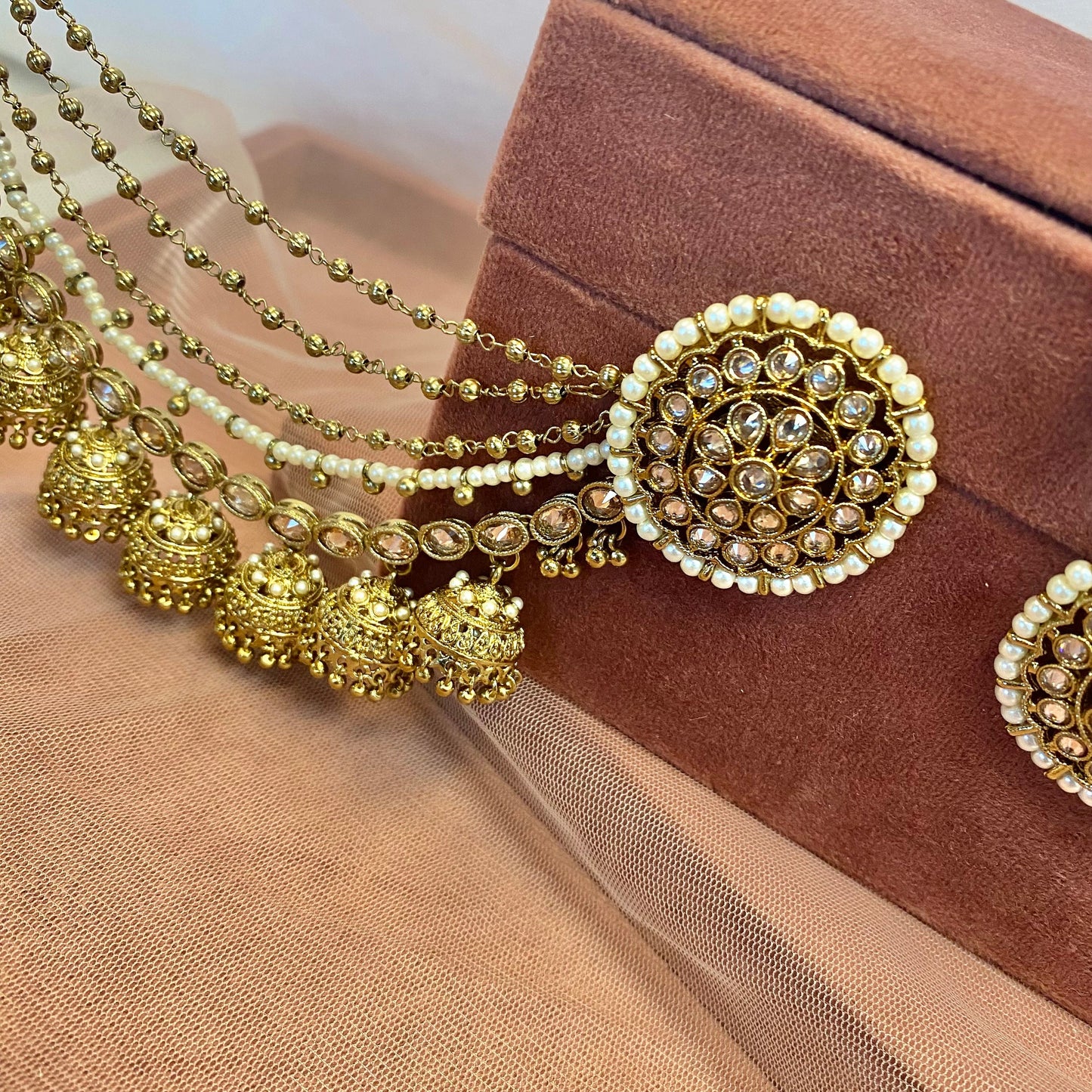 Crystal Oversized Earrings Tops with Chain