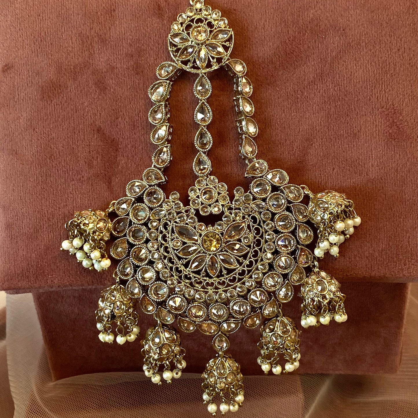 Champagne Jhumar with Jhumka Detail