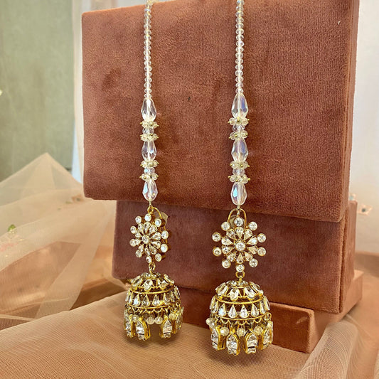 Antique Gold Jhumka Earrings - Silver