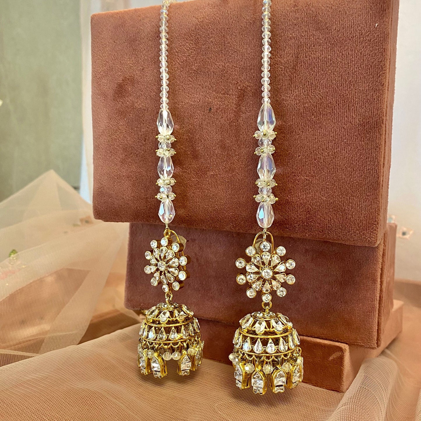 Antique Gold Jhumka Earrings - Silver