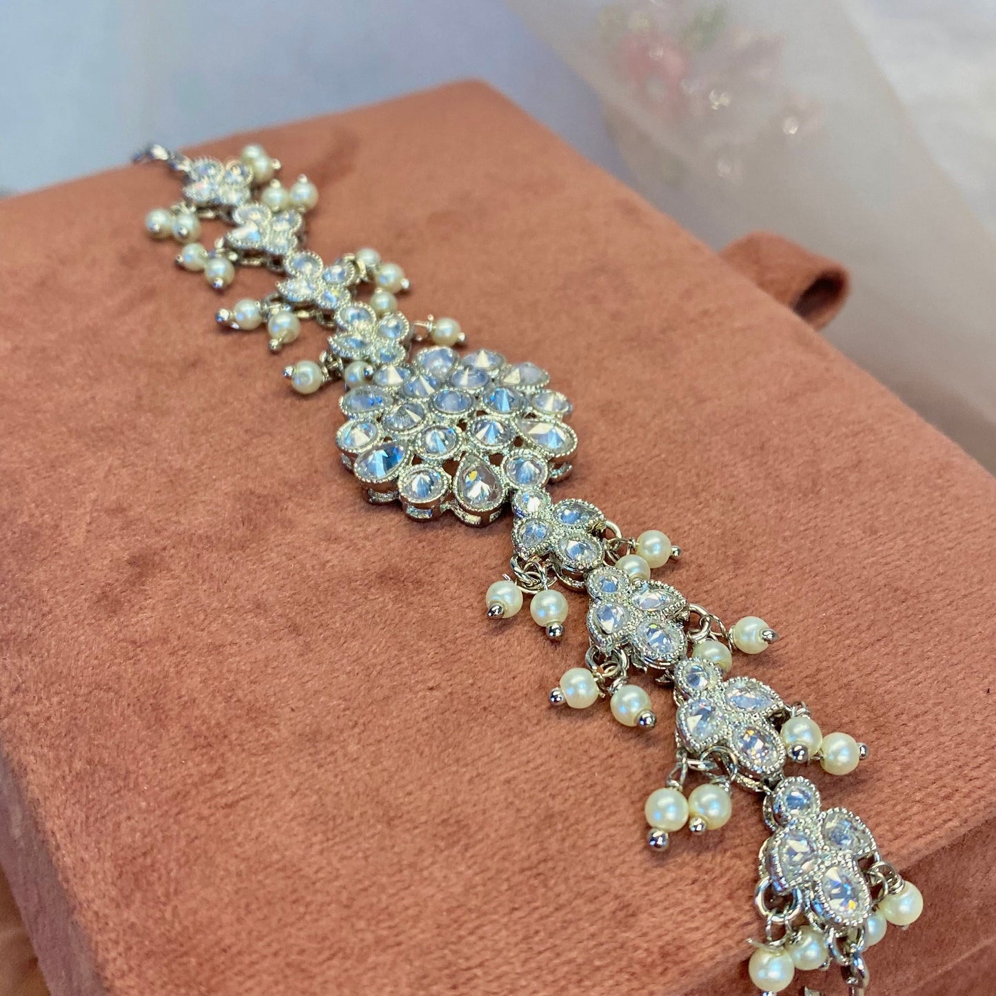 Silver Bracelet/ Fashion Jewellery/ Gift for Women/Indian/Pakistani style /Haathphool/Hand Accessory