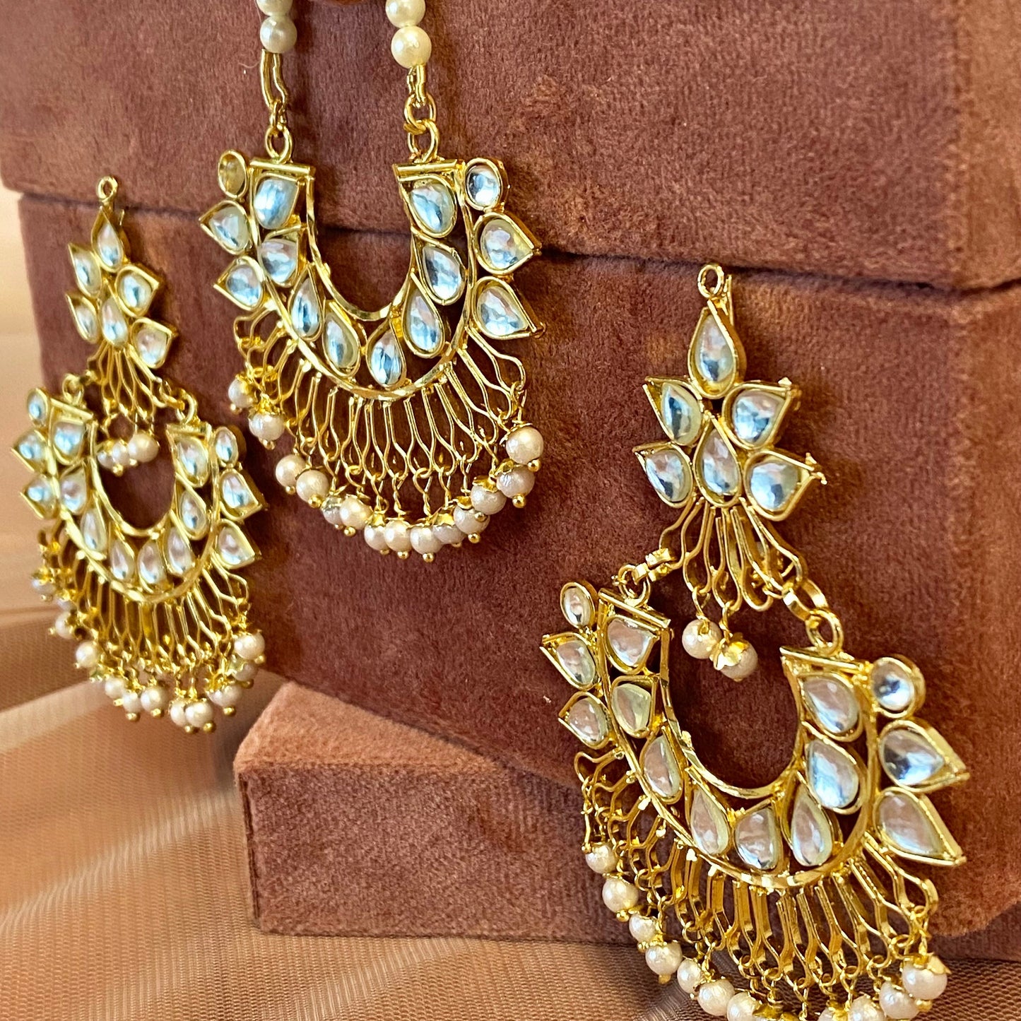Faux Kundan Earring and Tikka Set/Meenakari/ Indian/ Pakistani Style