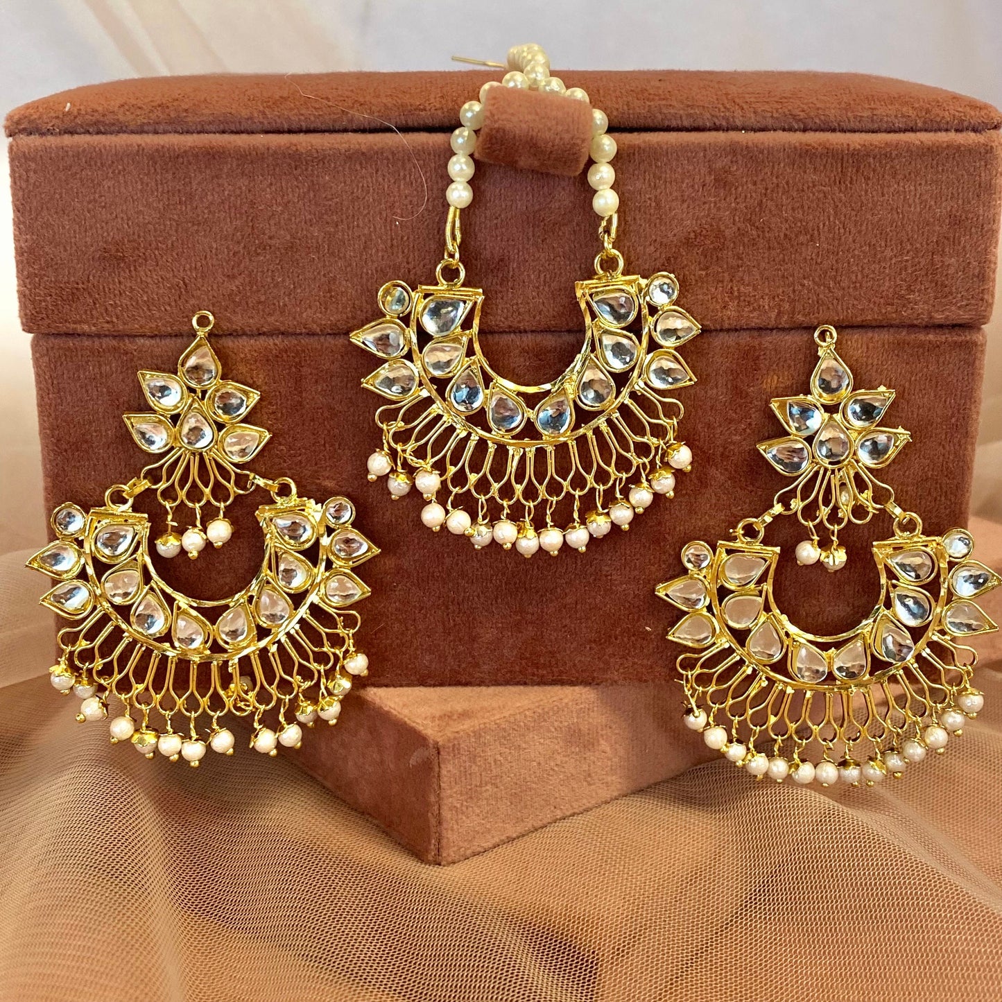 Faux Kundan Earring and Tikka Set/Meenakari/ Indian/ Pakistani Style