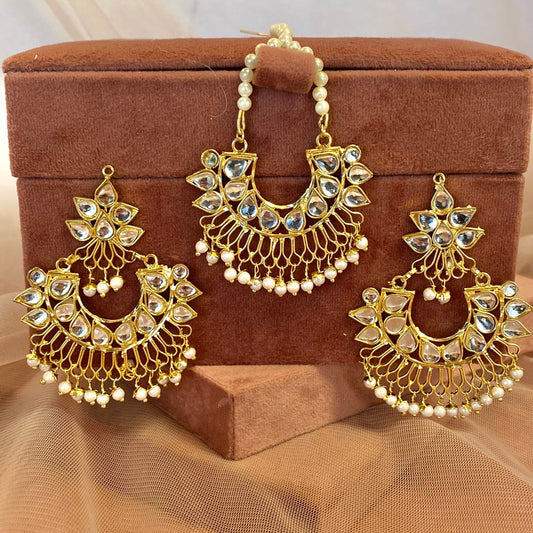 Faux Kundan Earring and Tikka Set/Meenakari/ Indian/ Pakistani Style