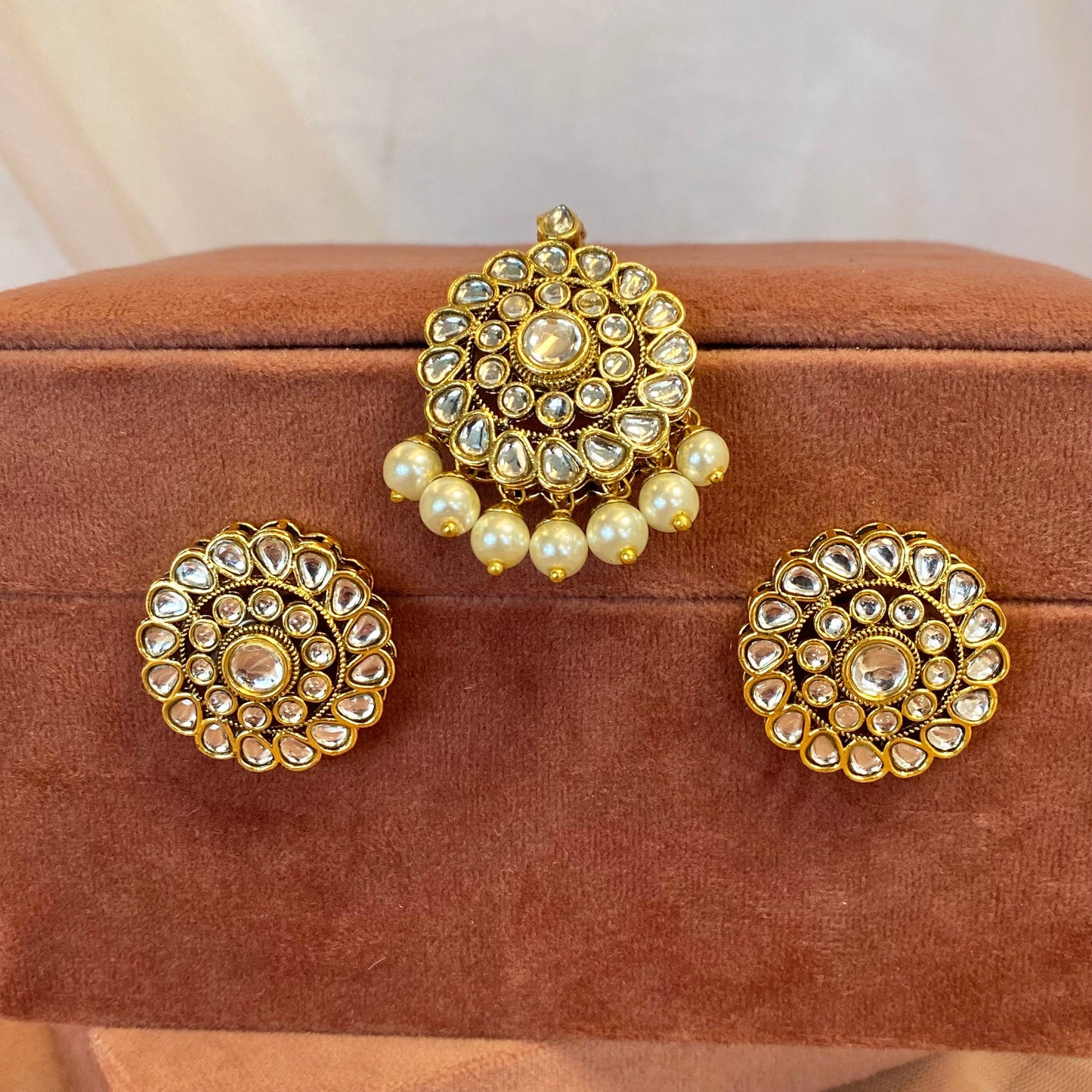 Faux Kundan Earring and Tikka set/Meenakari/ Indian/ Pakistani Style