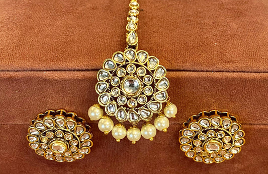 Faux Kundan Earring and Tikka set/Meenakari/ Indian/ Pakistani Style