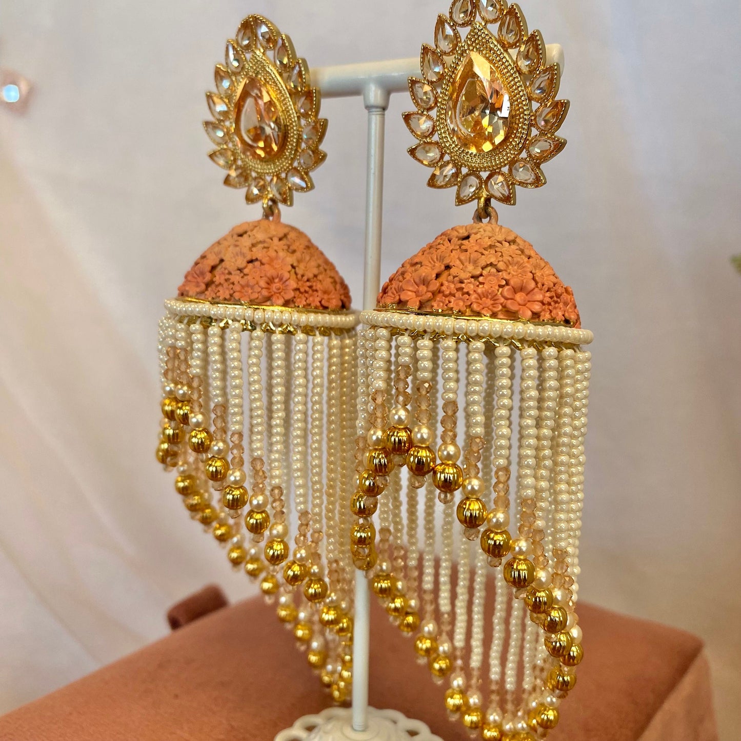 Floral Detail Tassle Earrings/ Fashion Jewellery/ Gift for Women/Indian/Pakistani style