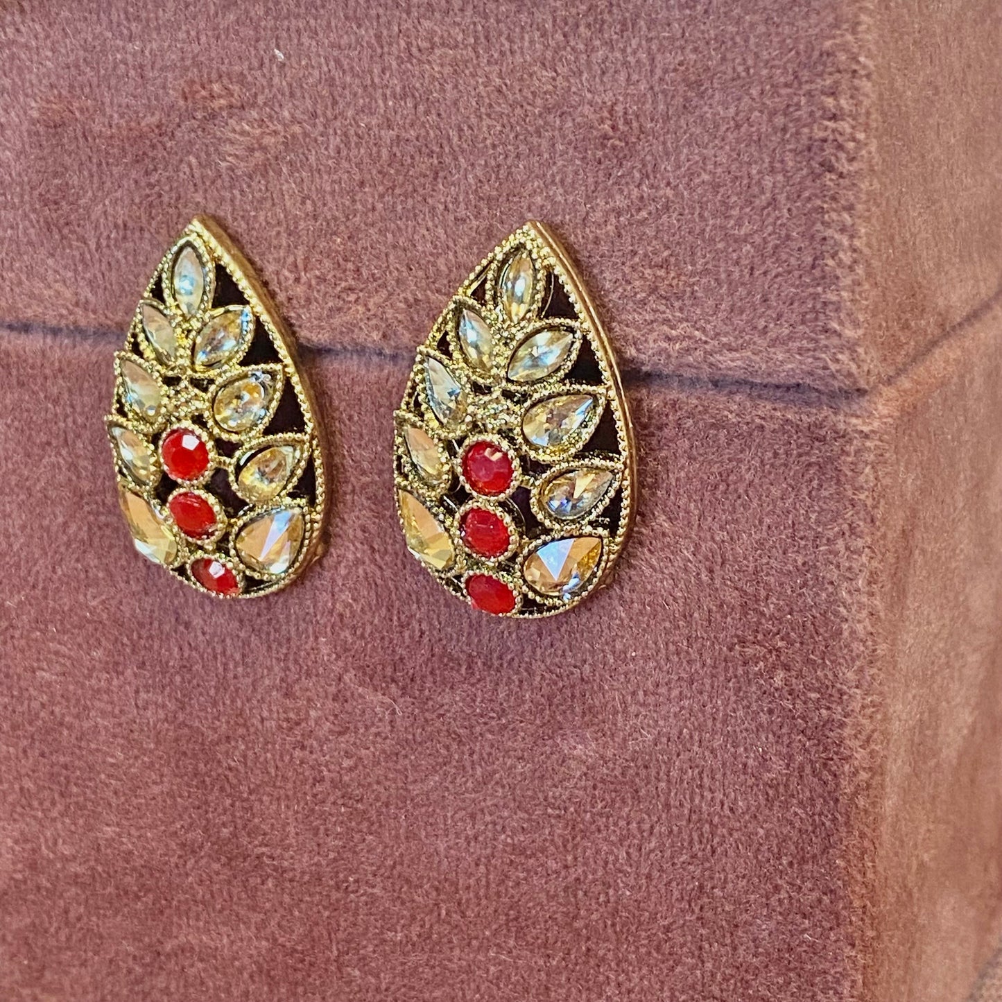 Small Stud Earrings - Red/ Fashion Jewellery/ Gift for Women/Indian/Pakistani style