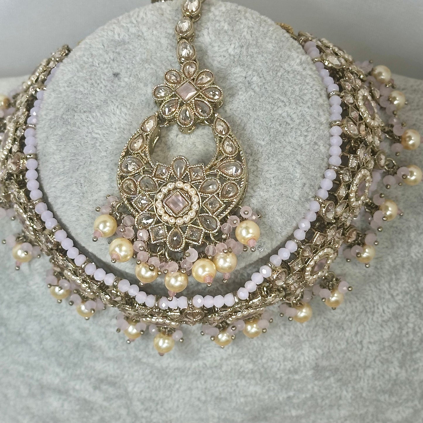 Crystal Choker Set - Light Pink Earring/ Tikka/ Tikli/ Indian/ Pakistani/Fashion Jewellery/ Gift for Women