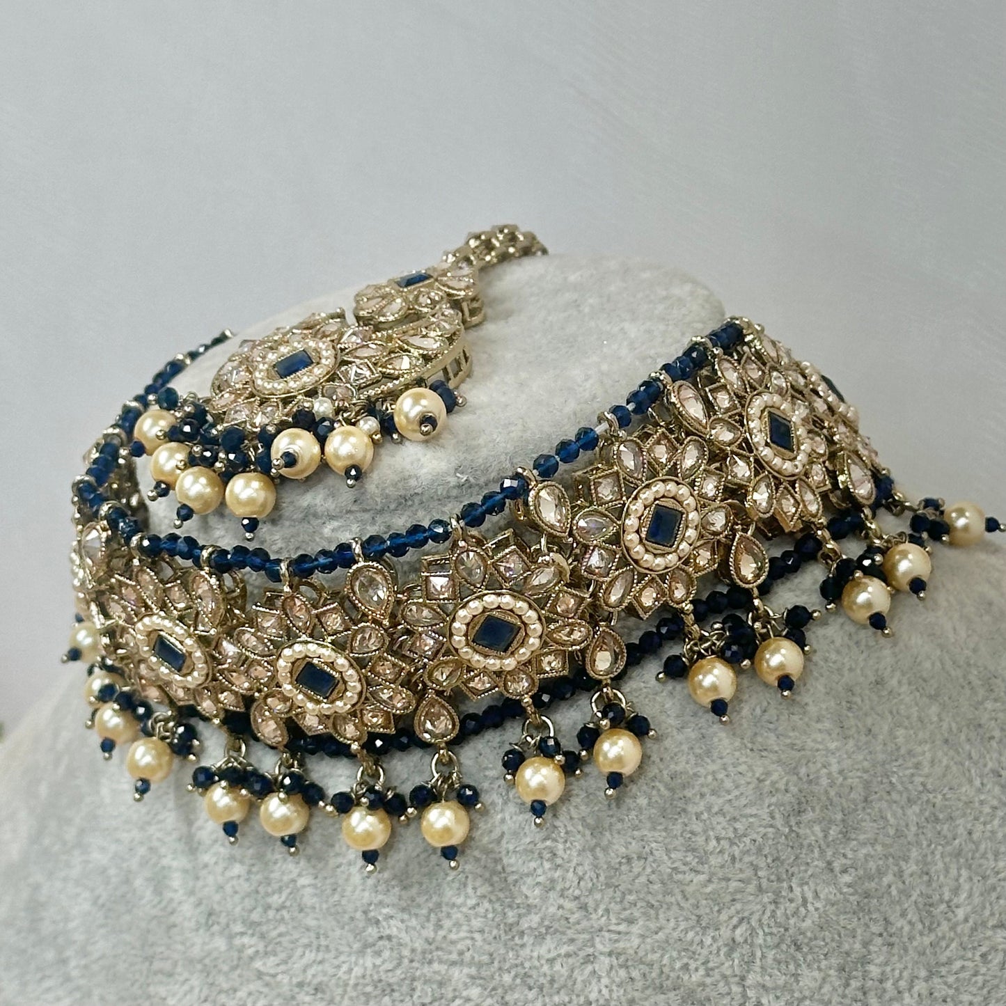 Crystal Choker Set - Navy