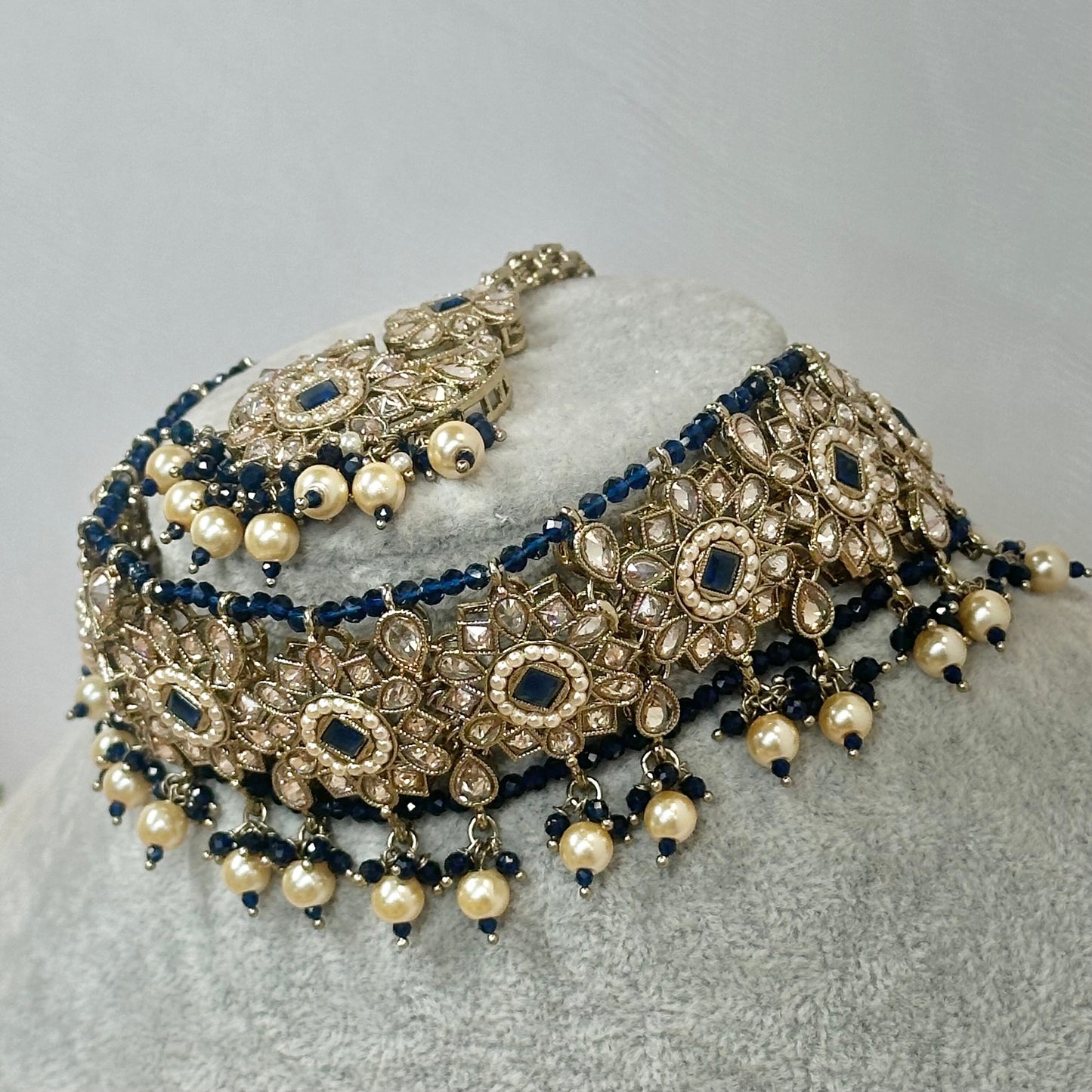 Crystal Choker Set - Navy