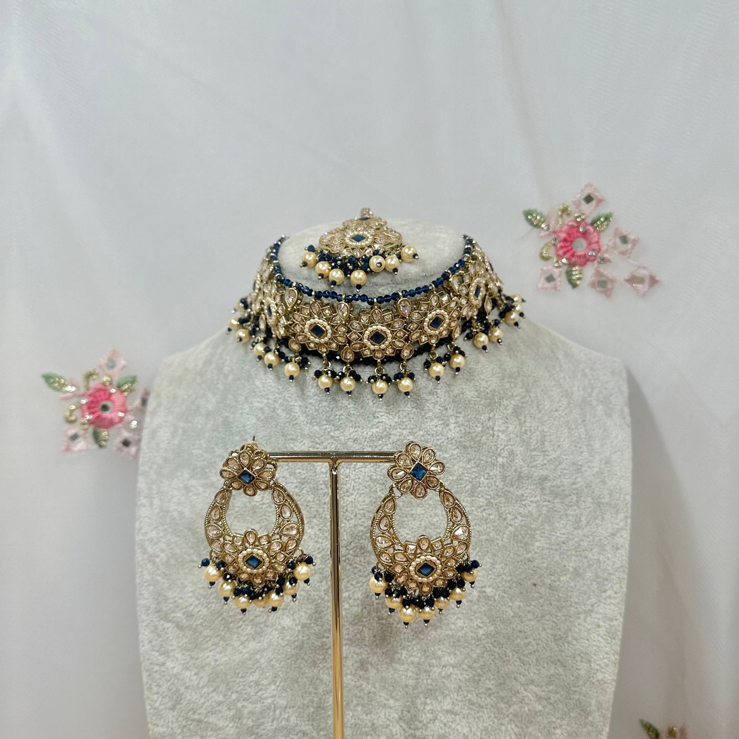 Crystal Choker Set - Navy