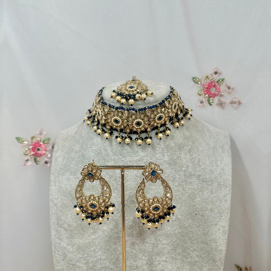 Crystal Choker Set - Navy