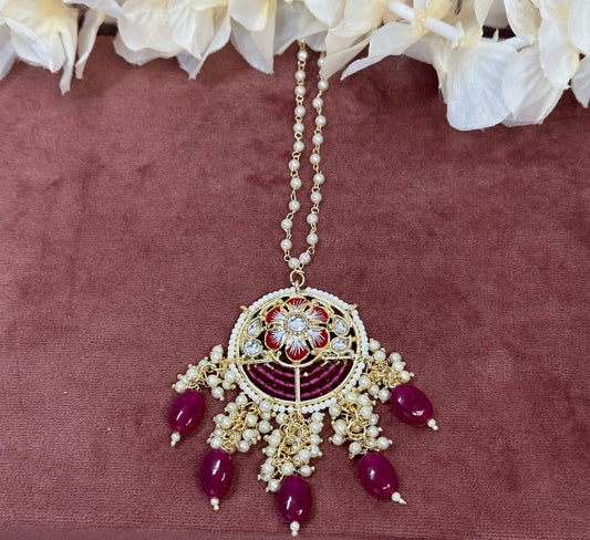 Meenakari/Faux Kudan Pearl tikka/ Tikli/ Indian/ Pakistani Fashion Jewellery/Maang Tikkas