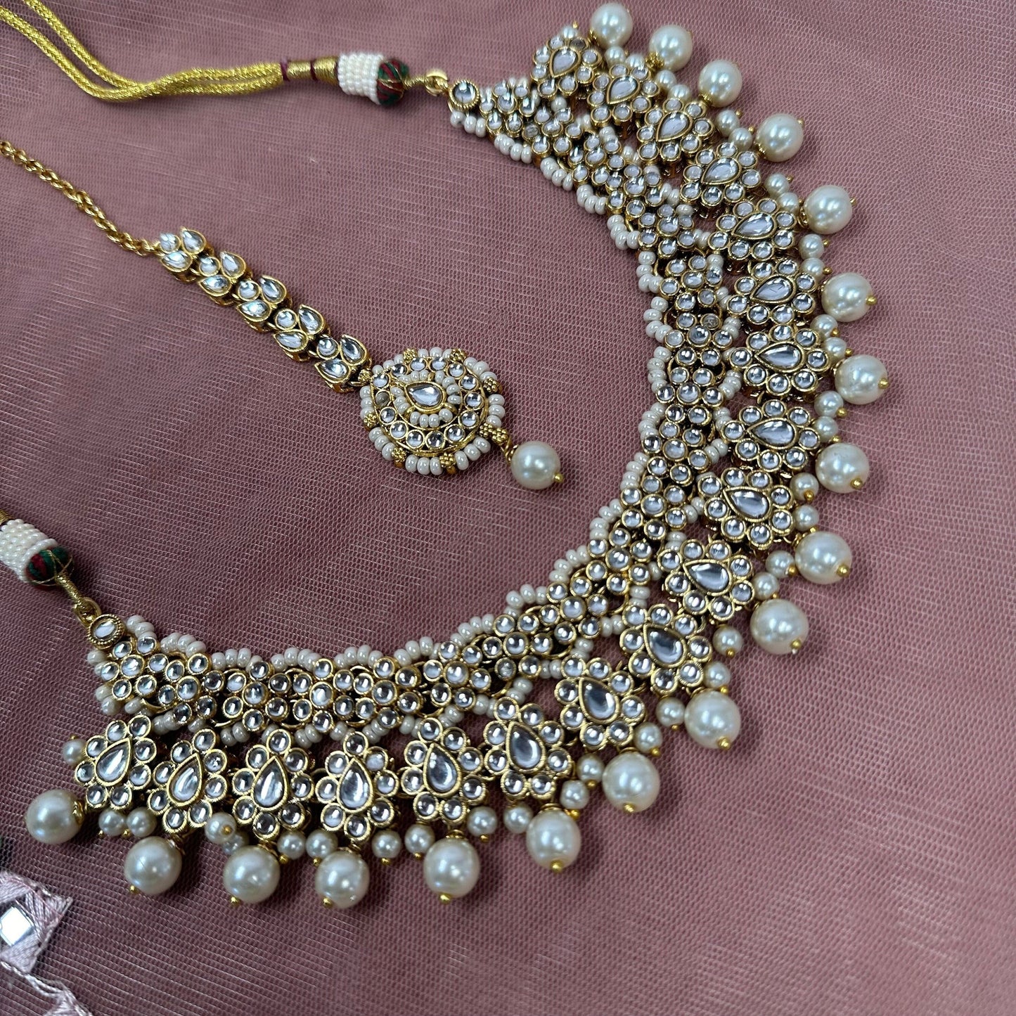Faux Kundan with Tikka - White