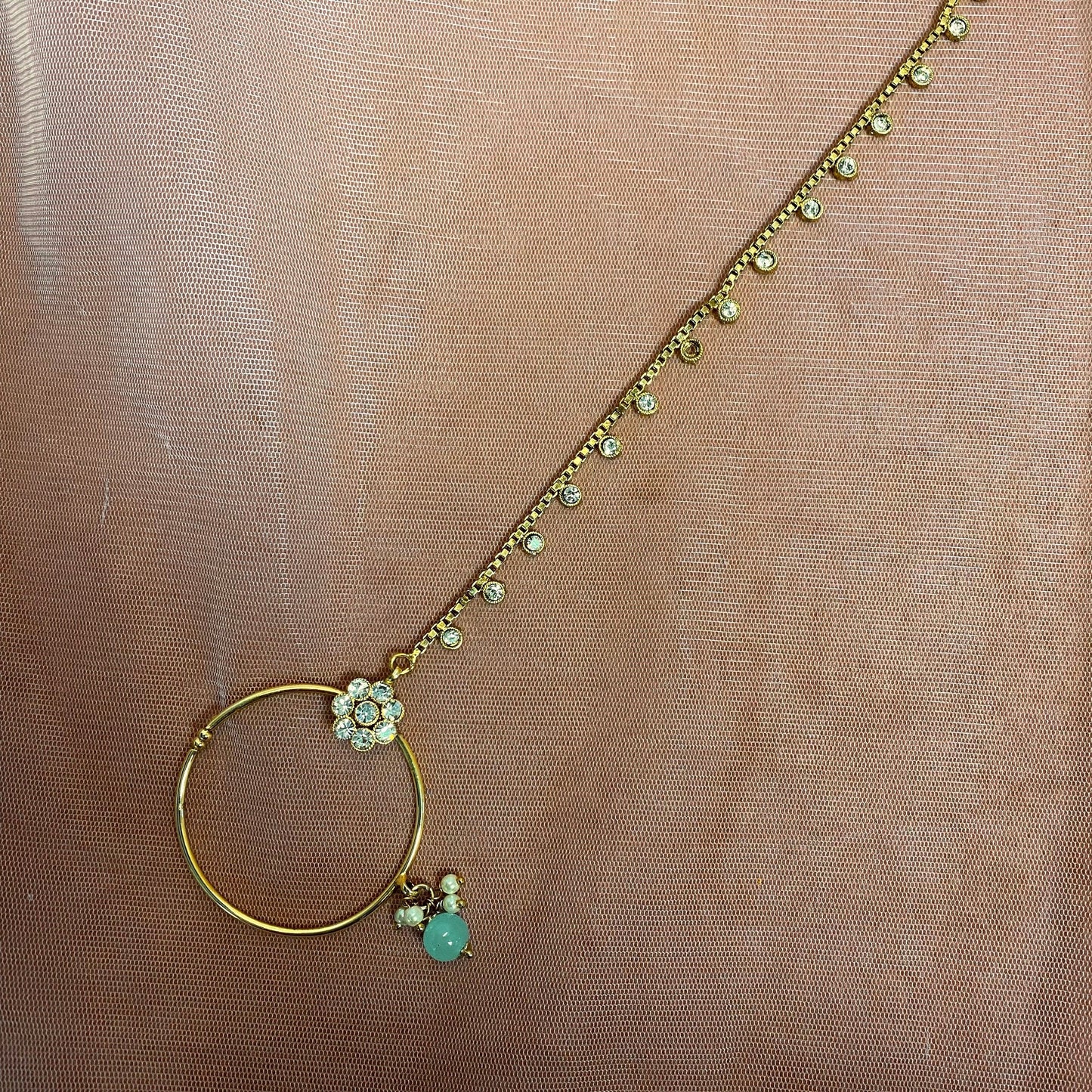 Non-Piercing Nose Ring - Blue (Left)/ Fashion Jewellery/ Gift for Women/Indian/Pakistani style/Nath /Indian Nose Jewellery