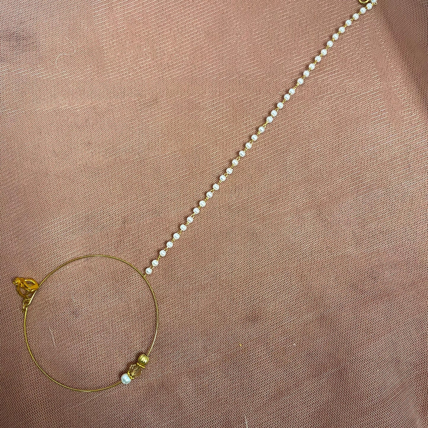 Large Clip on Nose Ring - Gold / Pearl