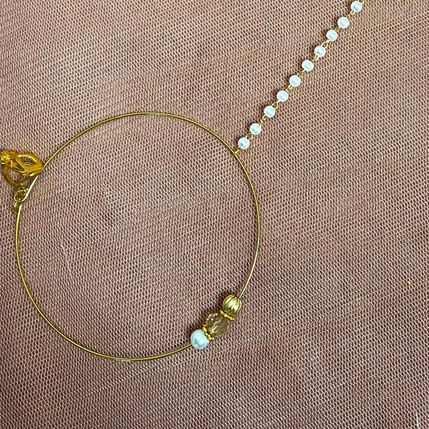 Large Clip on Nose Ring - Gold / Pearl