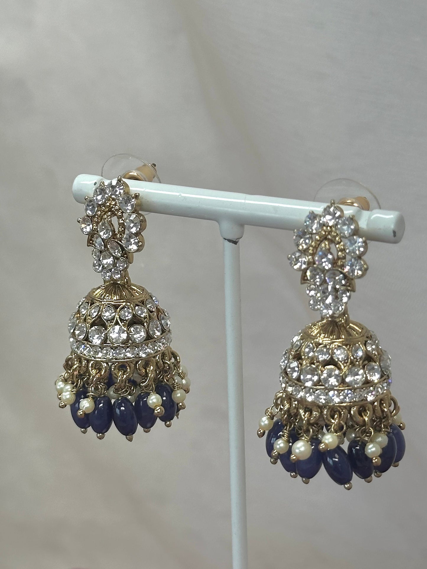 Small Jhumka Earrings - Navy