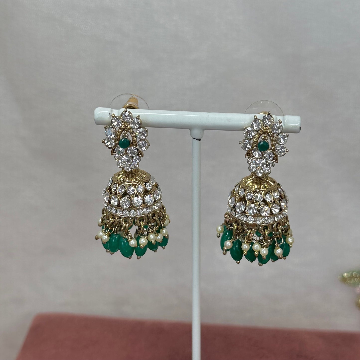 Small Jhumka Earrings - Green