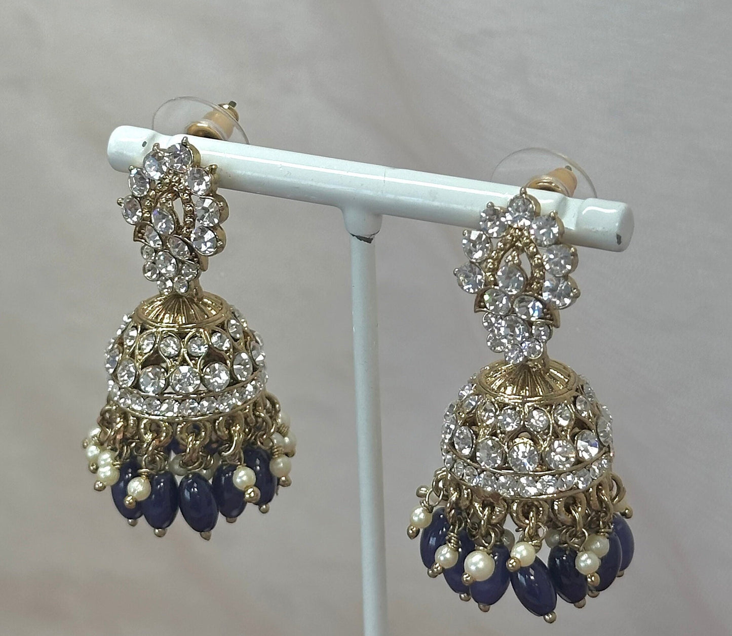 Small Jhumka Earrings - Navy