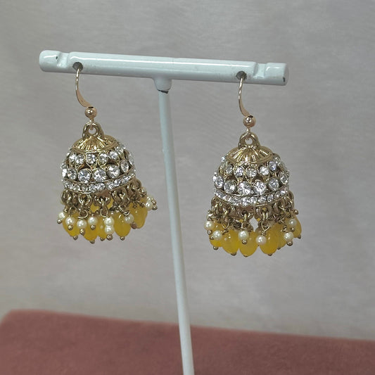 Small Jhumka Earrings - Yellow