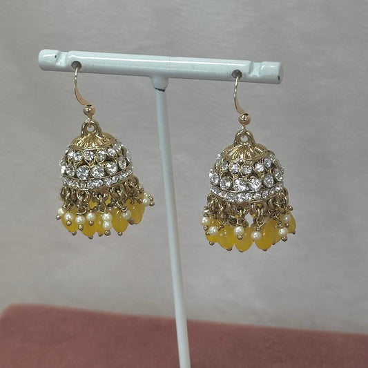 Small Jhumka Earrings - Yellow