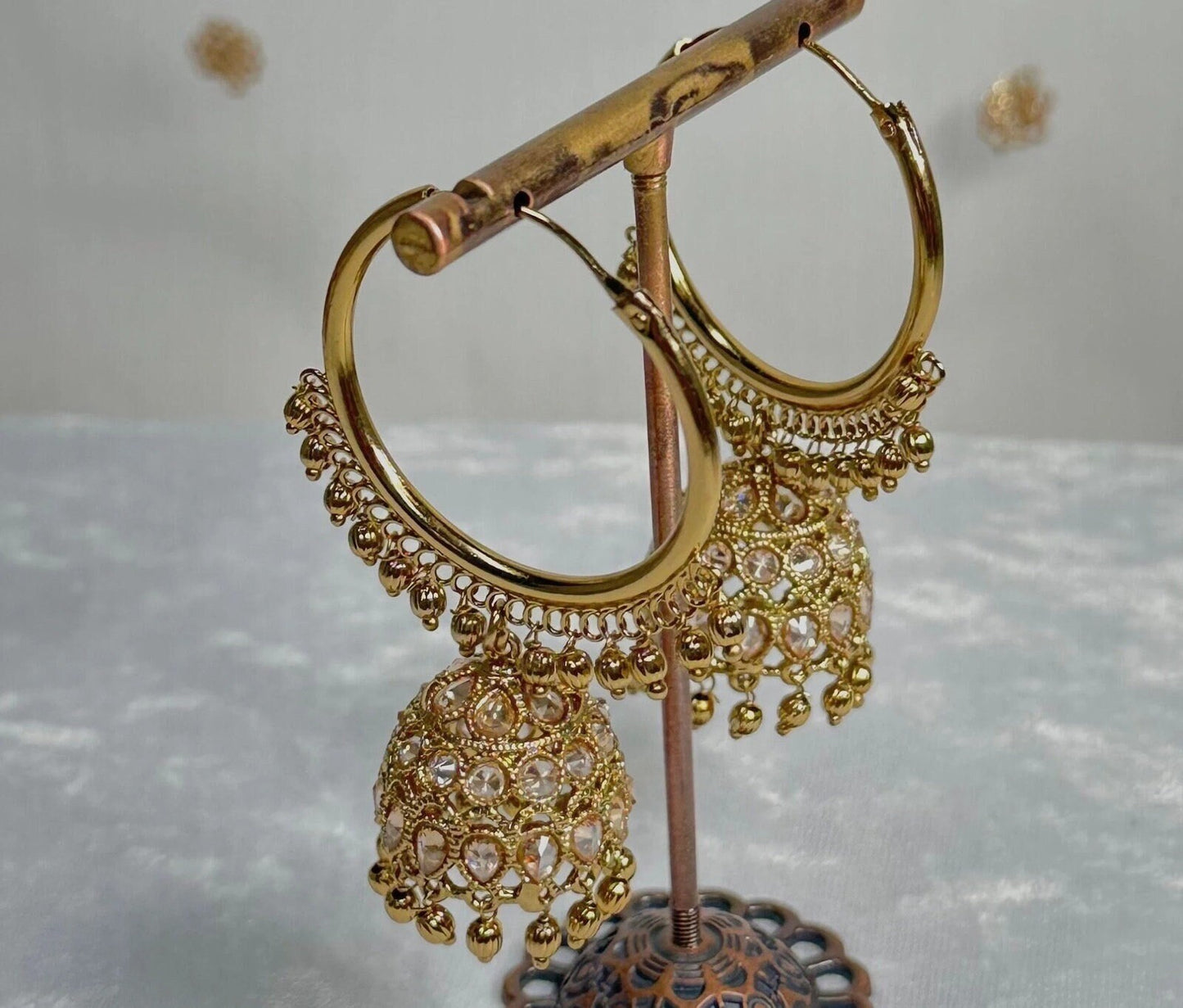 Gold Jhumka Hoop Earrings