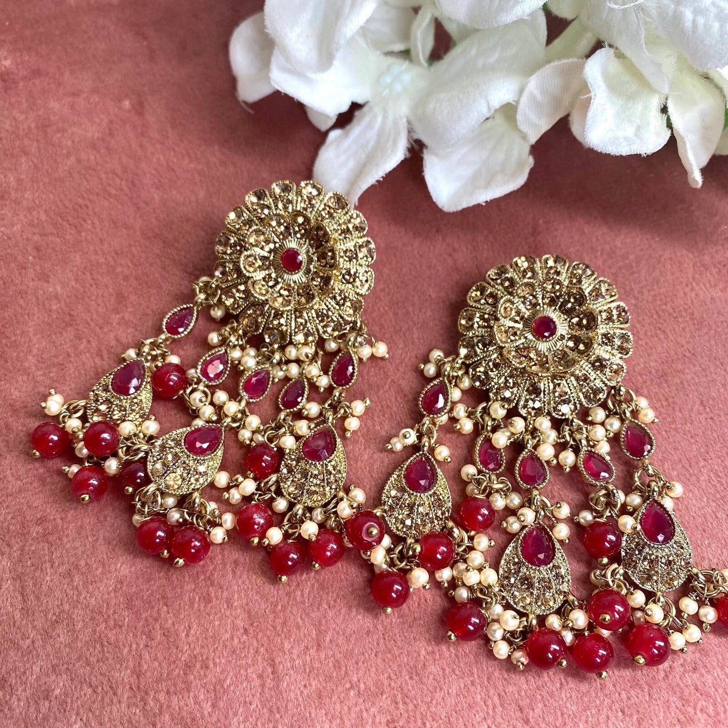 Maroon Tassle Earrings