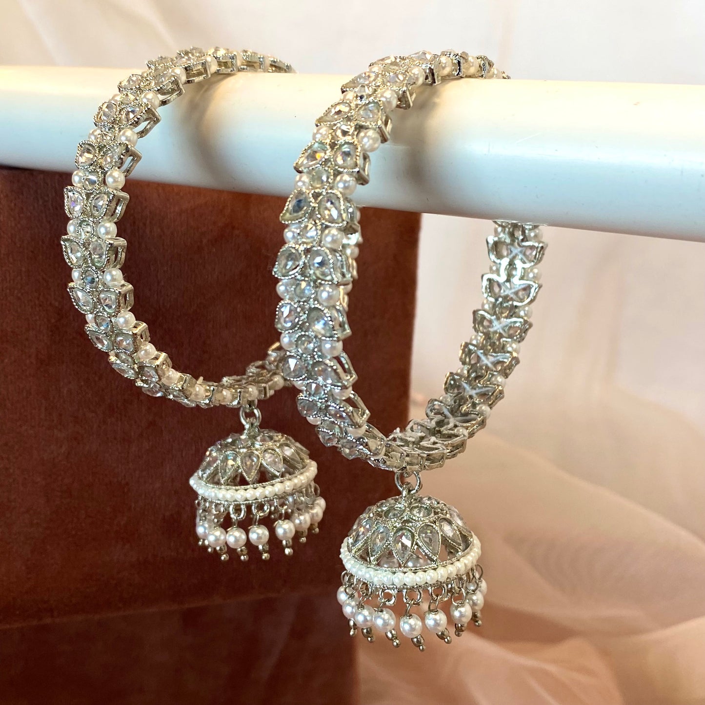 Silver Jhumka Bangles (Pair)/Indian/ Pakistani/Jewelley/ Fashion Bracelet