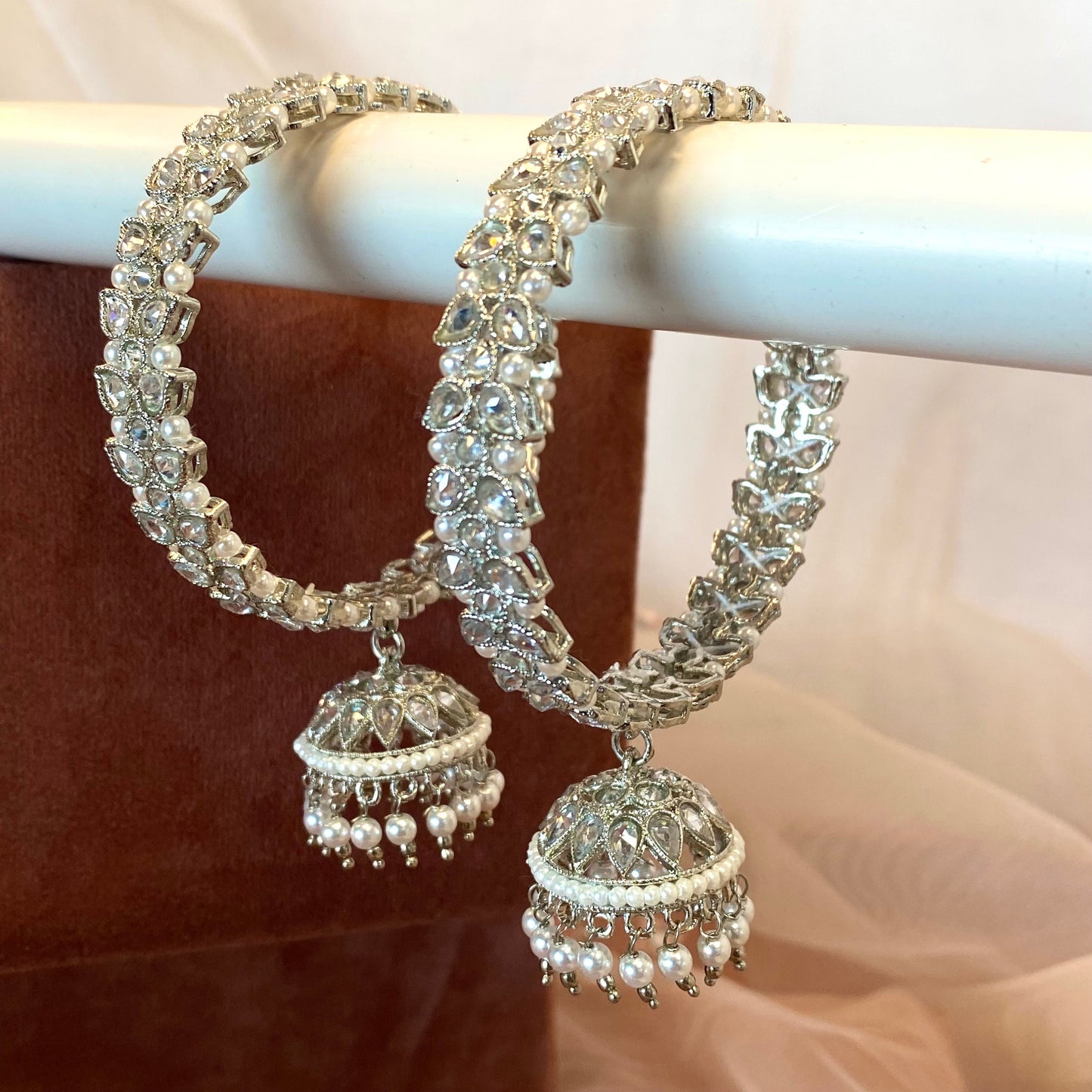 Silver Jhumka Bangles (Pair)/Indian/ Pakistani/Jewelley/ Fashion Bracelet