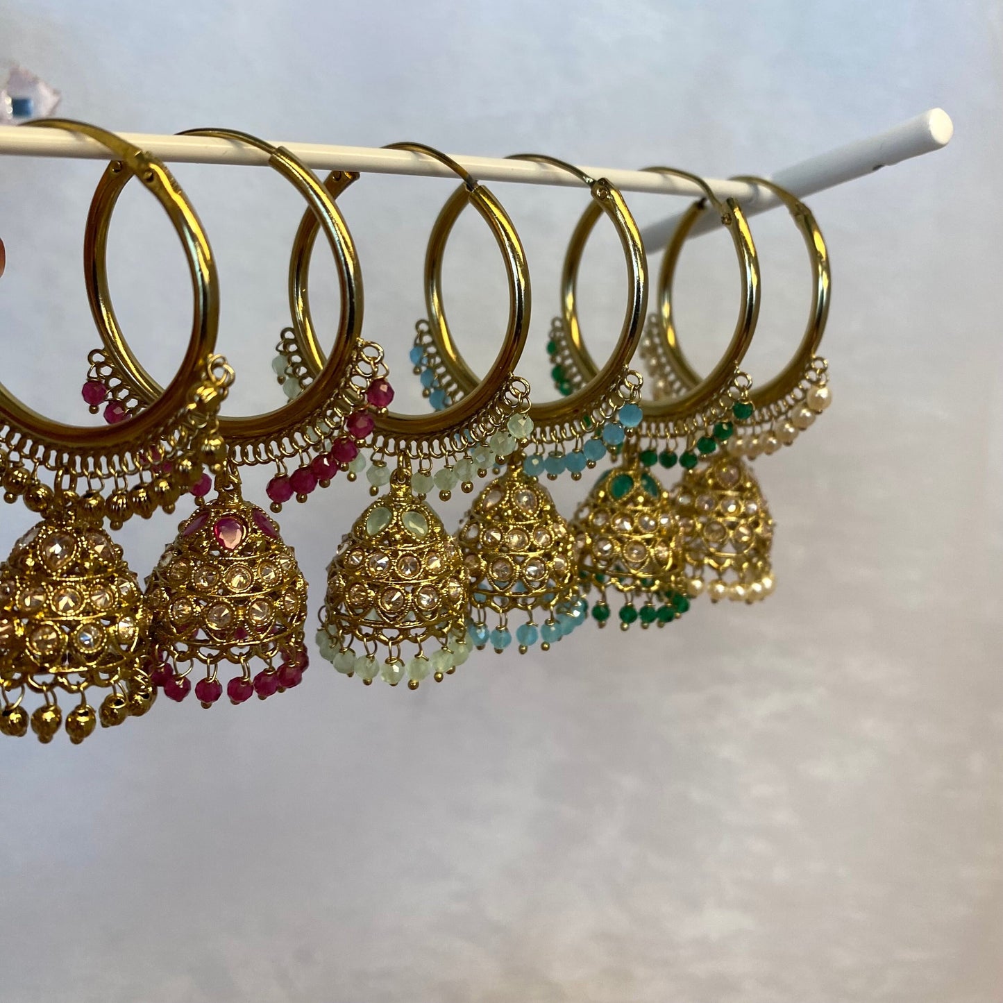 Mint Jhumka Hoop Earrings