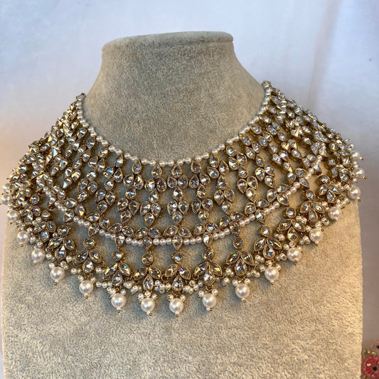 Antique Gold and Silver Bridal Necklace/ Unique Style/ Indian/ Pakistani/Fashion Jewellery/ Gift for Women