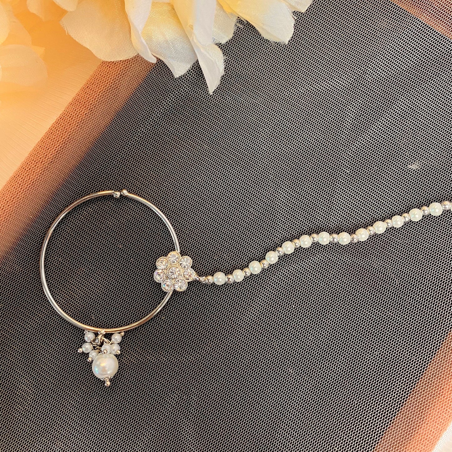 Silver Sparkly Double Necklace Bridal set