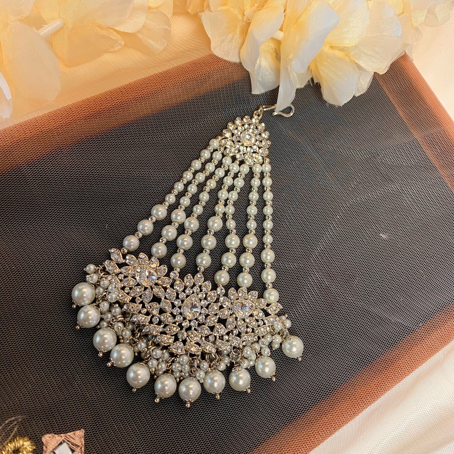 Silver Sparkly Double Necklace Bridal set