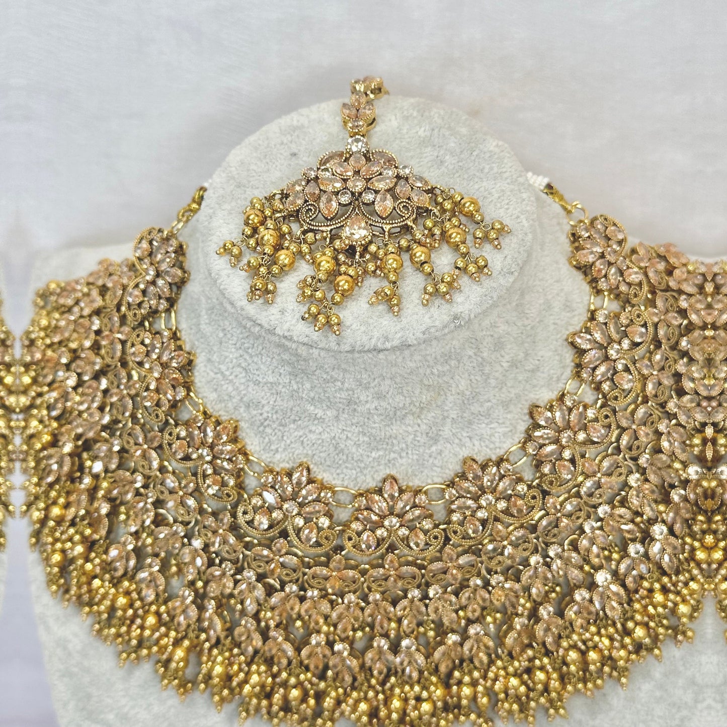 Champagne Bridal Necklace Set - Gold Ball/ Unique Style/ Indian/ Pakistani/Fashion Jewellery/ Gift for Women
