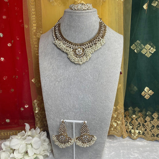 Pearl Necklace Set Earring/ Tikka/ Tikli/ Indian/ Pakistani/Fashion Jewellery/ Gift for Women