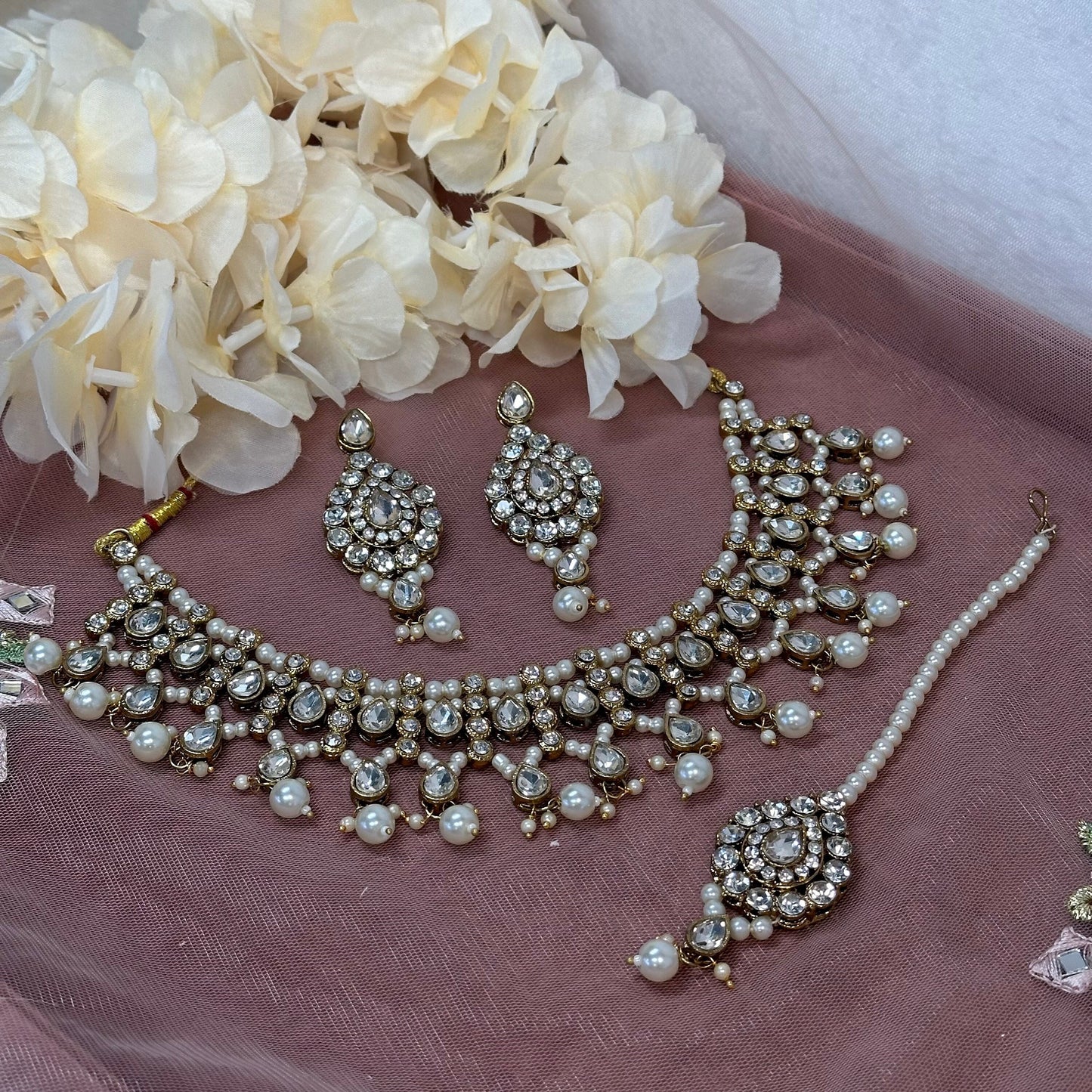 Clear Necklace Set - Pearl
