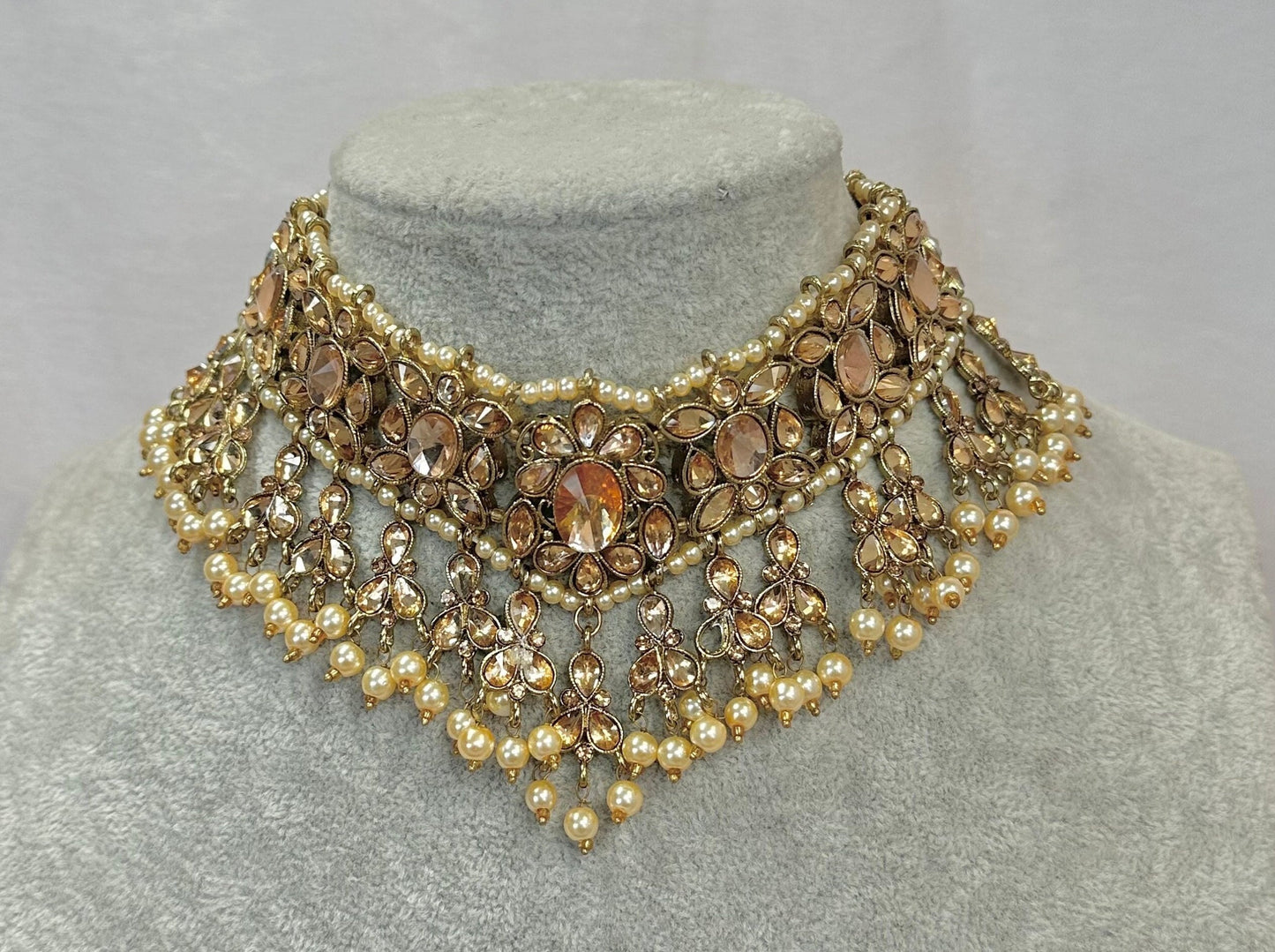 Champagne Choker/ Unique Style/ Indian/ Pakistani/Fashion Jewellery/ Gift for Women