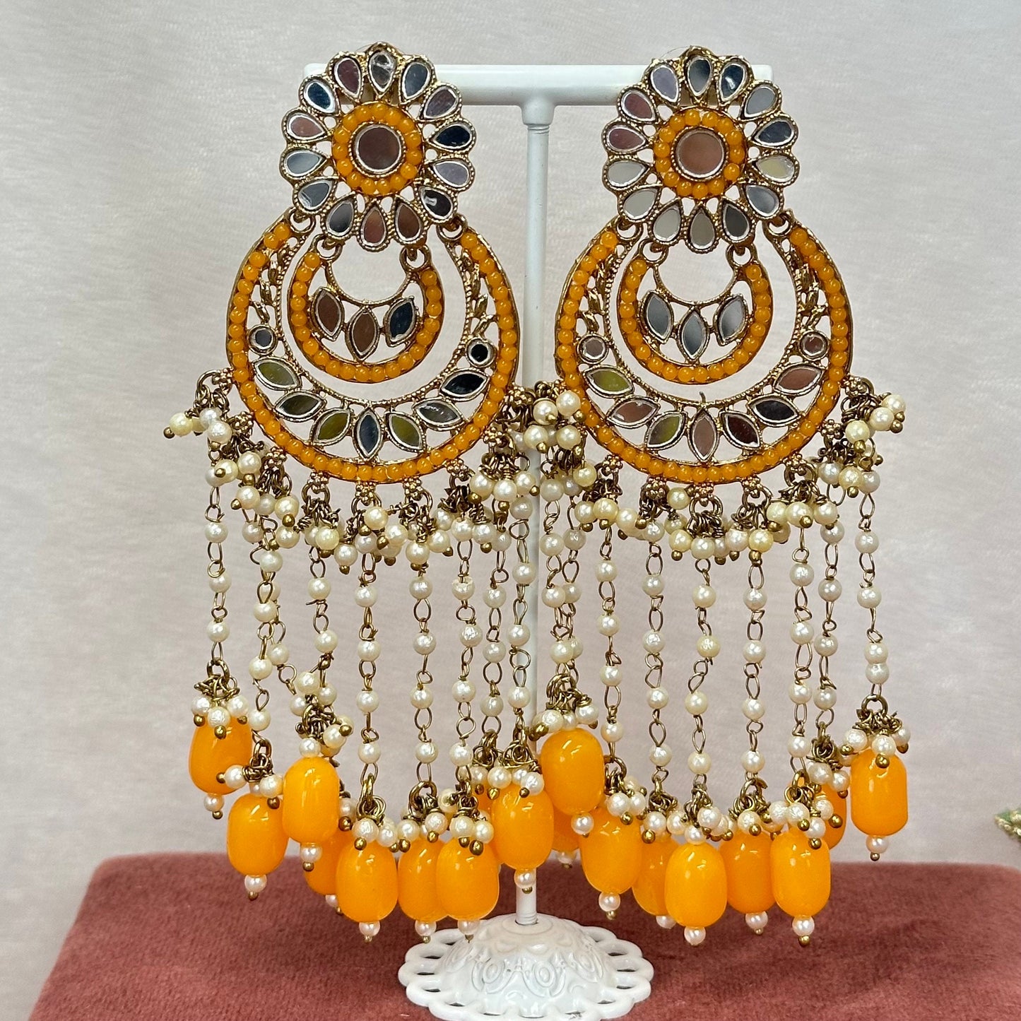 Large Mirror Earrings - Mustard