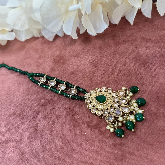 Green Tikka/ Tikli/ Indian/ Pakistani Fashion JewelleryMaang Tikkas