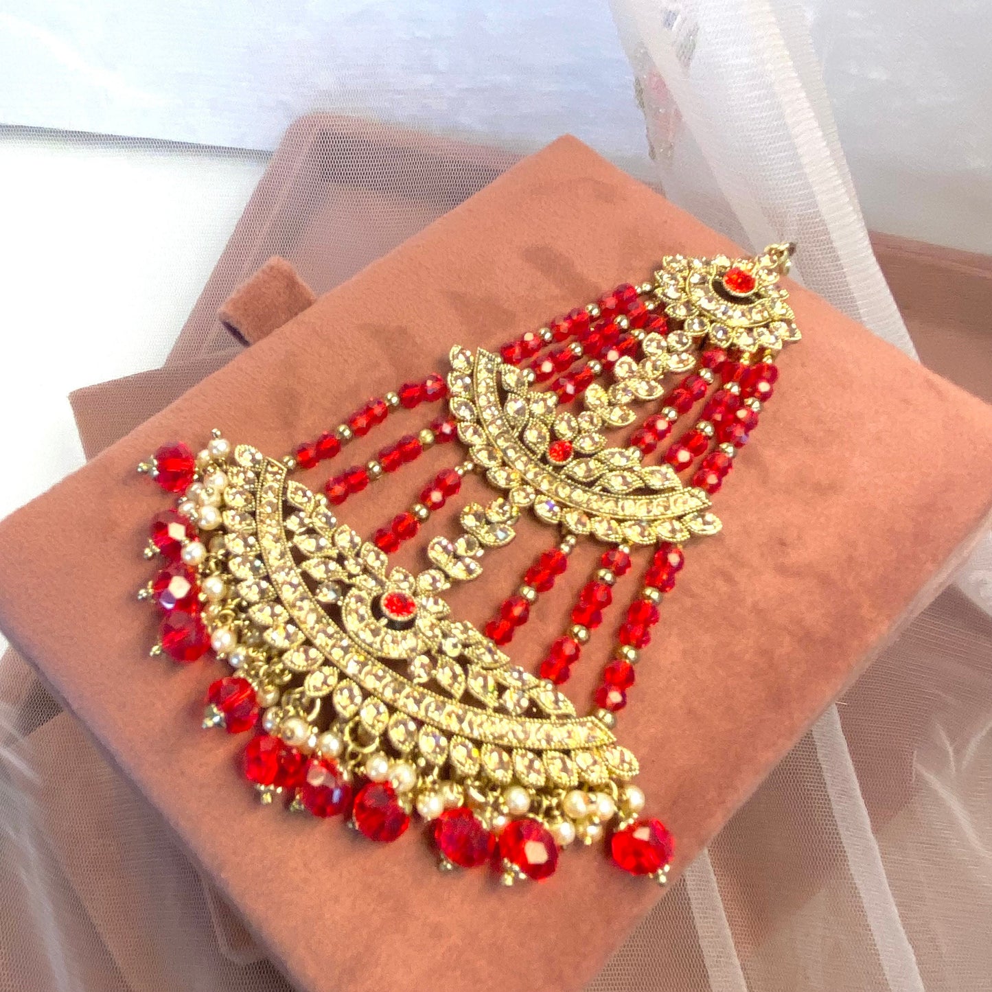 Red Jhumar/ Passa/ Indian/ Pakistani Style/Headpieces