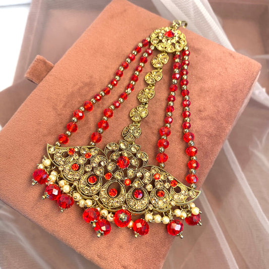 Red Jhumar/ Passa/ Indian/ Pakistani Style/Headpieces